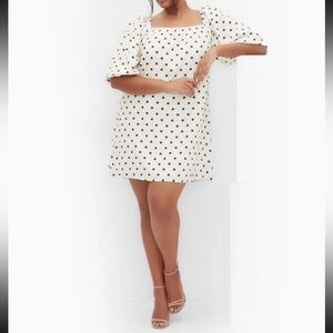 NWT City Chic Cream and Brown Polka Dot Mini Dress size 20